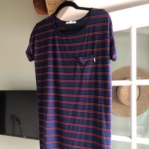 Vans t shirt dress with blue and red stripes